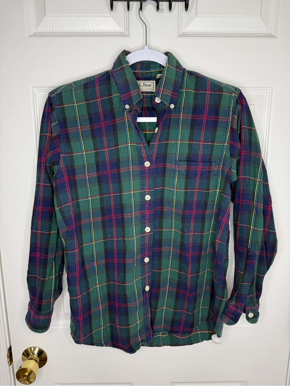L.L.Bean Sport Plaid Tartan Button Up Shirt Size 4 Made in USA